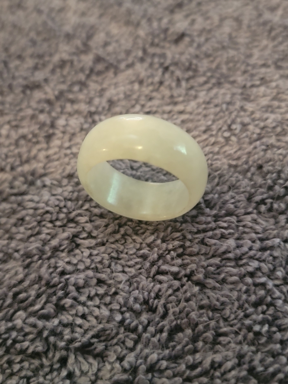Classic Cream Jade-like Wide Band Ring - Unbranded